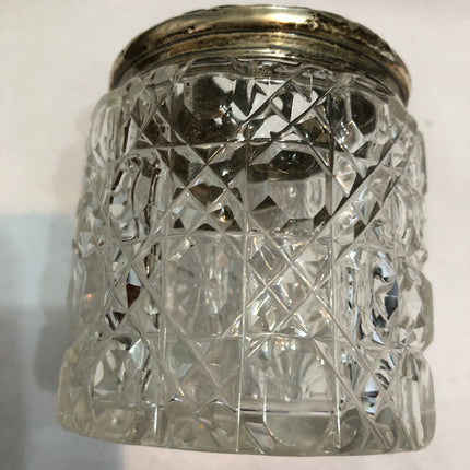 Antique Cut Glass Silver Topped Dressing Table Pot.