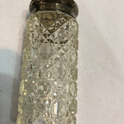 Antique Silver Topped Glass Dressing Table Pot.