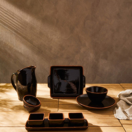 Calisto Terracotta Black Glazed Oven To Table Dish