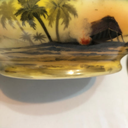 Camel China Desert Scene Antique Rose Bowl.