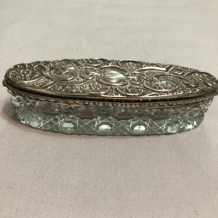 Antique Silver Topped Cut Glass Dressing Table Jar.
