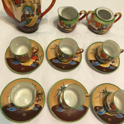 Genuine Samurai Hand Painted Japanese Coffee Set.