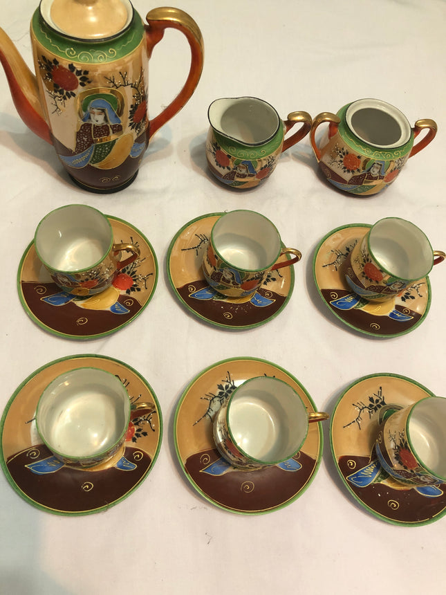 Genuine Samurai Hand Painted Japanese Coffee Set.