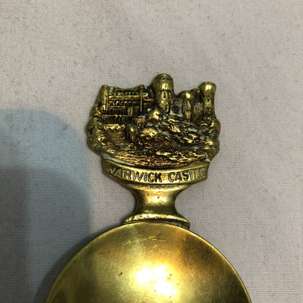 Vintage Brass Tea Caddy Spoon With Warwick Castle Handle.