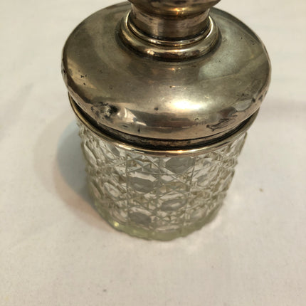 Antique Cut Glass Silver Topped Dressing Table Pot.