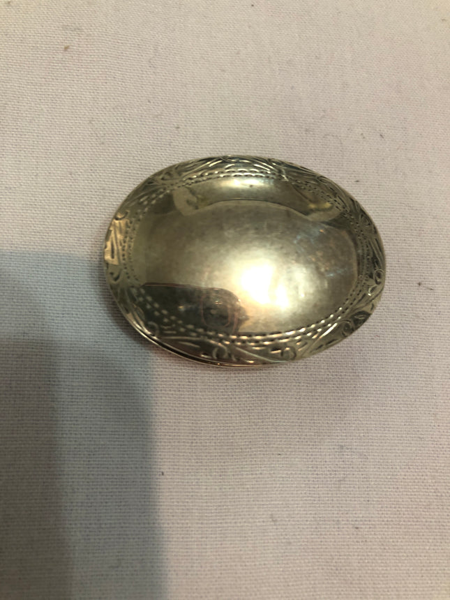 Hallmarked Silver Oval Pill Box