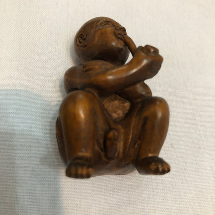 Vintage Carved Erotic Japanese Boxwood Netsuke.