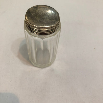 Antique Glass Silver Topped Dressing Table Pot.