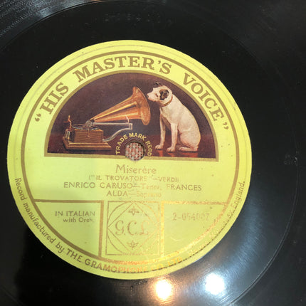 Enrico Caruso 78rpm Record Singing from ll Trovatore (Verdi).