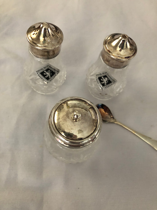 Edinburgh International Hand Cut Cruet Set.