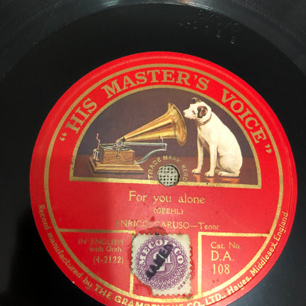 Enrico Caruso - For You Alone 78rpm Gramophone Record.