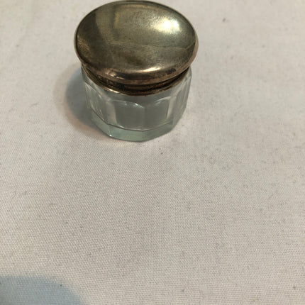 Antique Silver Topped Dressing Table Pot.