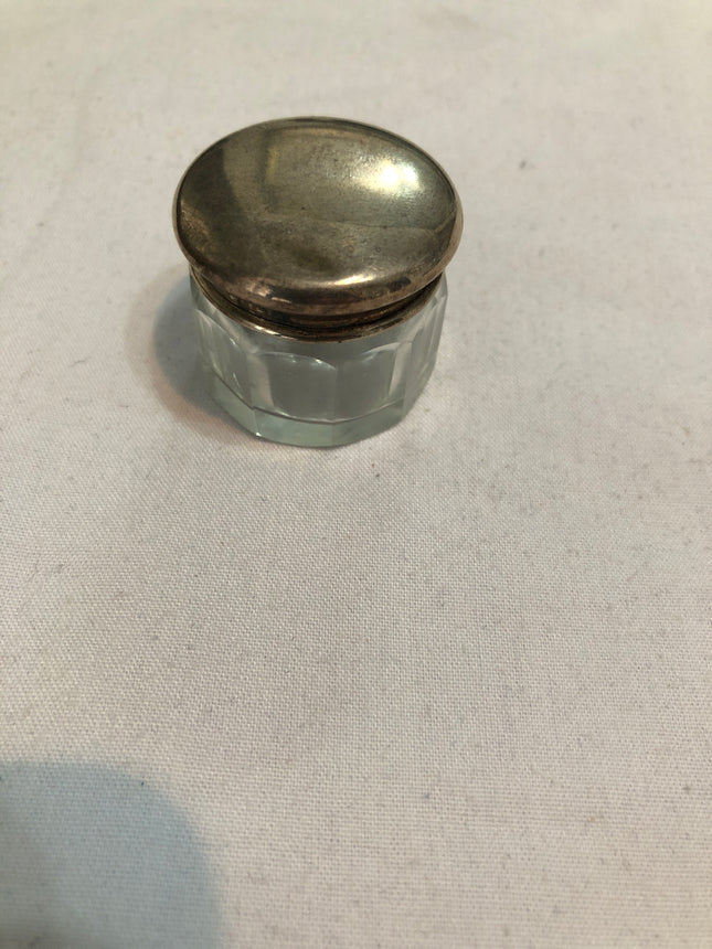 Antique Silver Topped Dressing Table Pot.