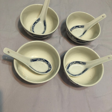 Set Of Chinese Rice Dishes & Spoons.