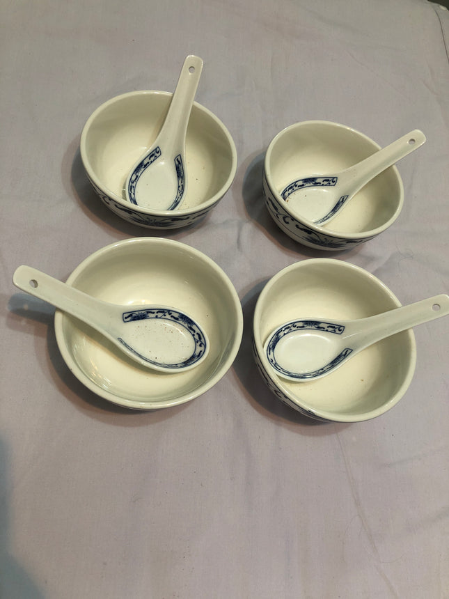 Set Of Chinese Rice Dishes & Spoons.