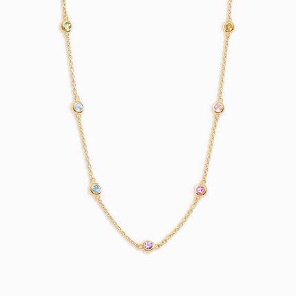Rainbow Gemstone Necklace in 18k Gold Vermeil