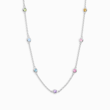 Rainbow Gemstone Necklace in Sterling Silver