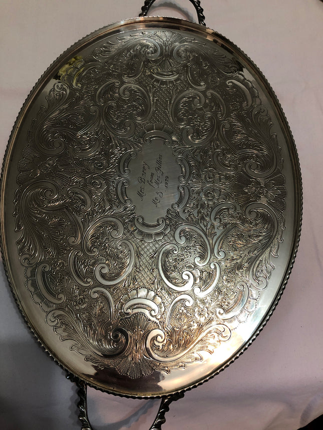 Very Large & Heavy Vintage Silver Plated Tray.