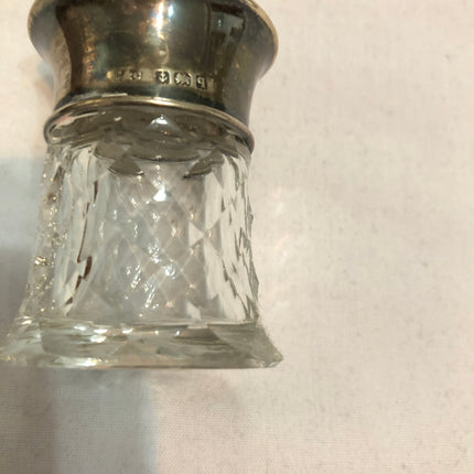 Antique Glass Silver Topped Dressing Table Pot.