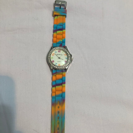 Berge Quartz Wristwatch With Multi Coloured Strap.