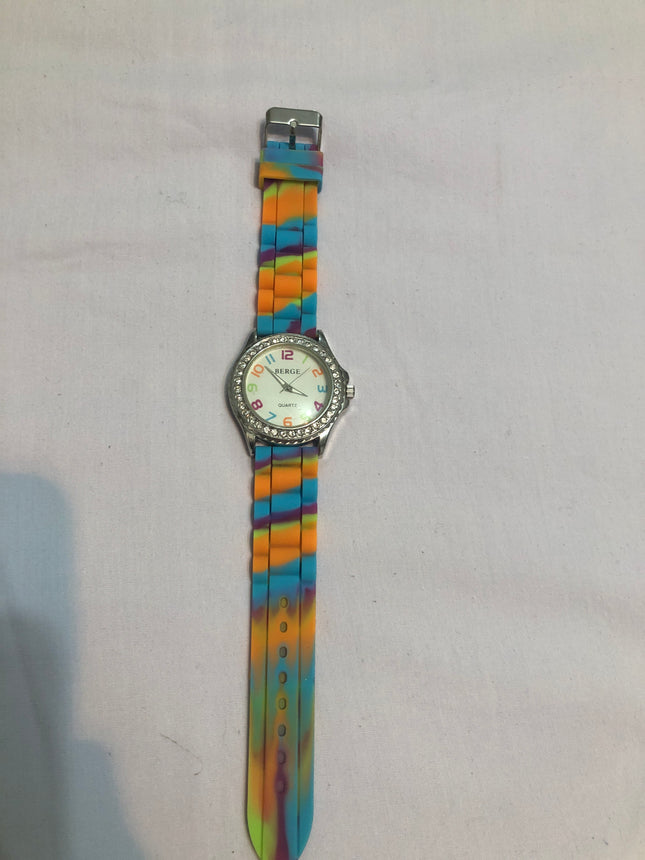 Berge Quartz Wristwatch With Multi Coloured Strap.