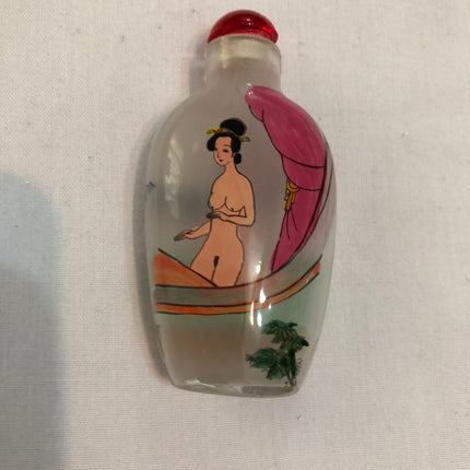 Inside Painted Oriental Erotic Snuff/Scent Bottle.