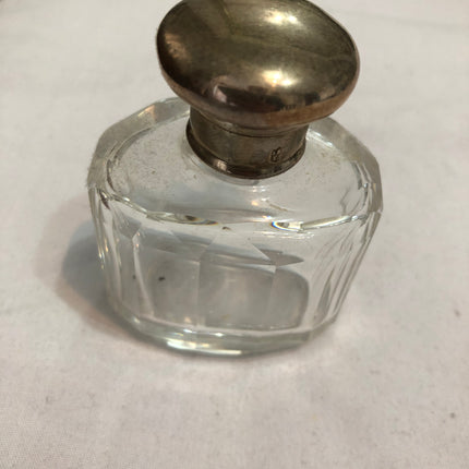 Antique Glass Silver Topped Dressing Table Bottle.