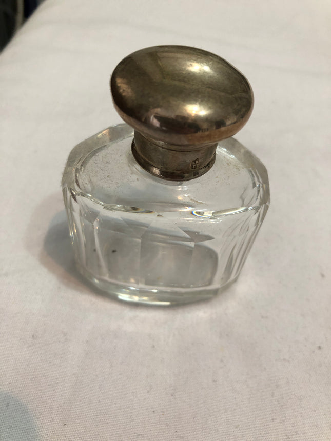 Antique Glass Silver Topped Dressing Table Bottle.