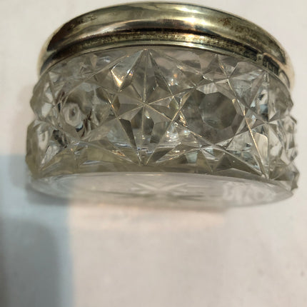 Antique Silver Topped Cut Glass Dressing Table Jar.