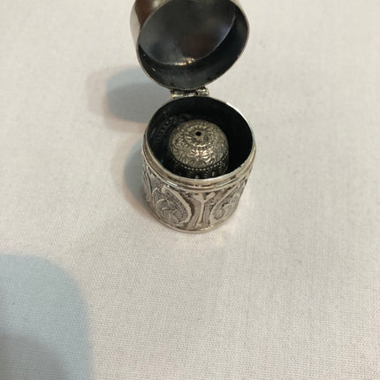 Silver Hallmarked Thimble & Thimble Case.