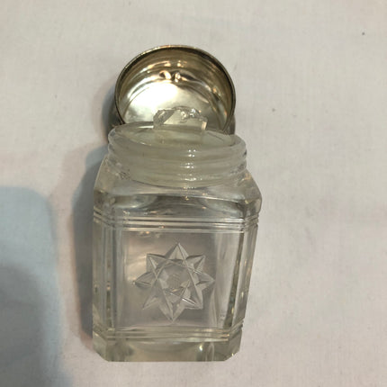Antique Silver Topped Cut Glass Dressing Table Jar.