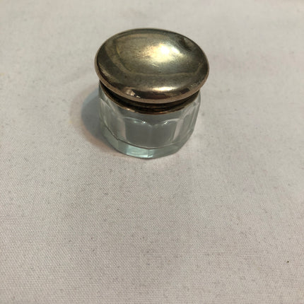 Antique Silver Topped Dressing Table Pot.