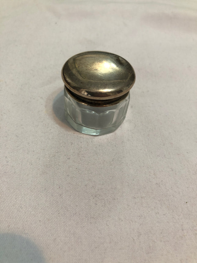 Antique Silver Topped Dressing Table Pot.