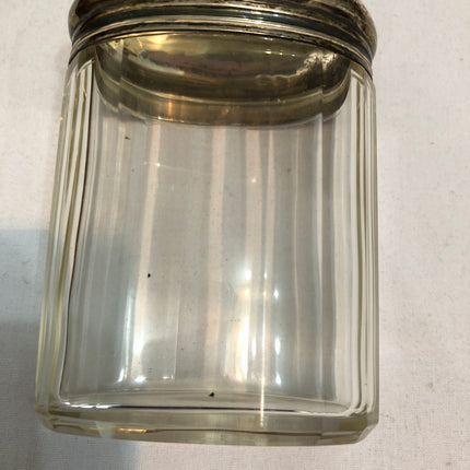 Antique Glass Silver Topped Dressing Table Pot.