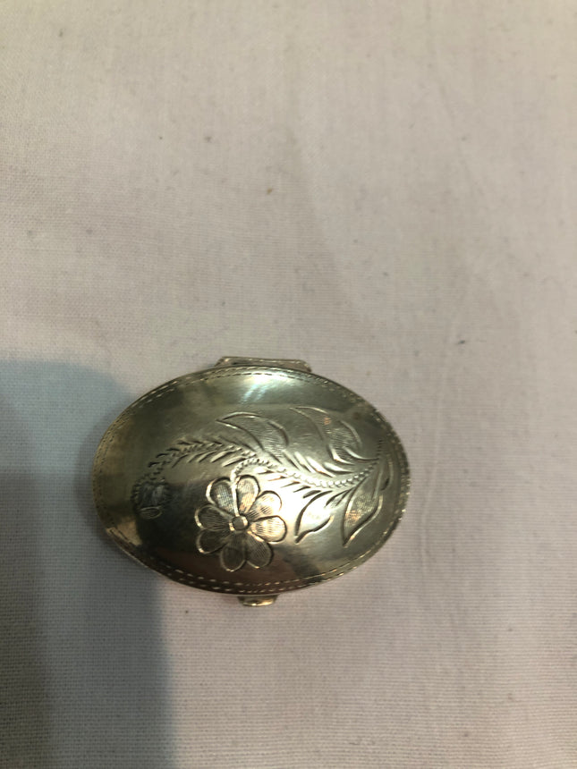 Silver Oval Pill Box.