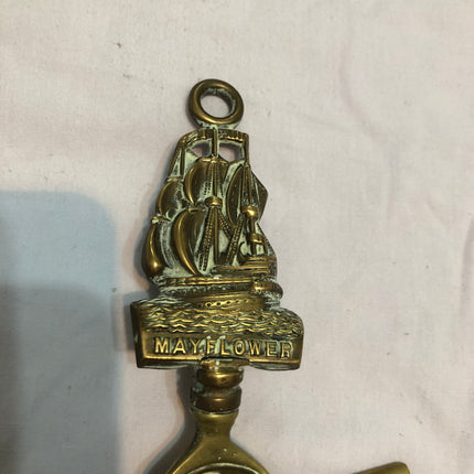 Brass Table Shovel With Mayflower Ship Handle.