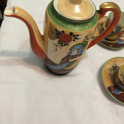 Genuine Samurai Hand Painted Japanese Coffee Set.