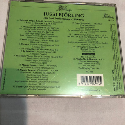 Gala Label Jussi Bjorling . His Last Performances.