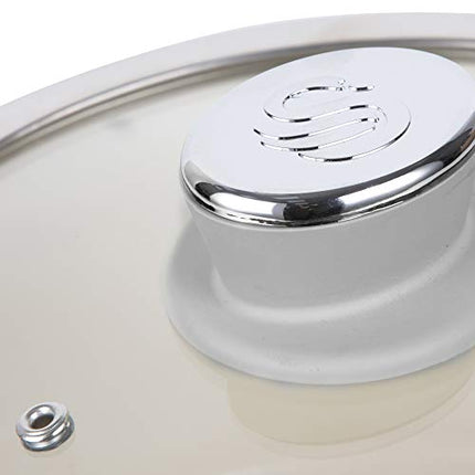 Swan SWPS5020GRN Retro 5 Piece Aluminium Pan Set with Glass Lid, Non-Stick Ceramic Coating, Grey