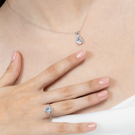 Blue Topaz Pendant Necklace in Sterling Silver