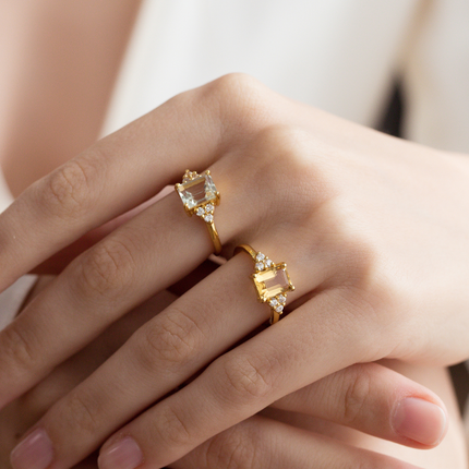 Citrine Emerald Cut Ring in 18k Gold Vermeil