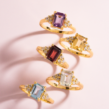 Blue Topaz Emerald Cut Ring in 18k Gold Vermeil