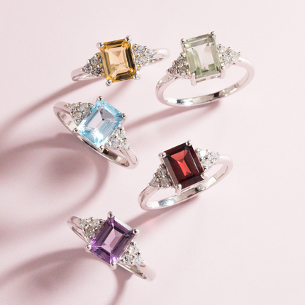 Garnet Emerald Cut Ring in Sterling Silver
