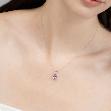 Lavender Amethyst Pendant Necklace in Sterling Silver