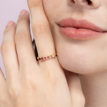 Ombre Pink Tourmaline Eternity Band in 18k Gold Vermeil