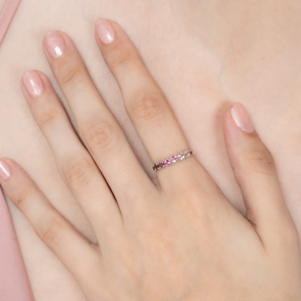 Ombre Pink Tourmaline Eternity Band in Sterling Silver