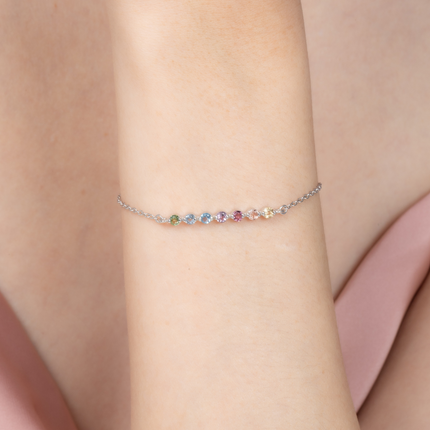 Pastel Rainbow Gemstone Bracelet in Sterling Silver