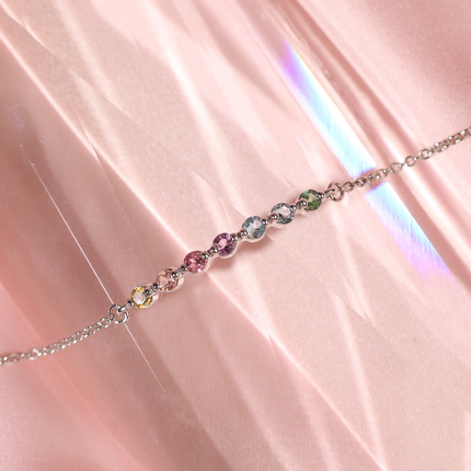 Pastel Rainbow Gemstone Bracelet in Sterling Silver