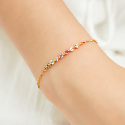 Pastel Rainbow Gemstone Bracelet in 18k Gold Vermeil