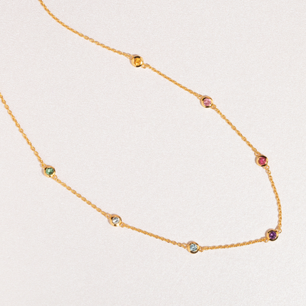 Rainbow Gemstone Necklace in 18k Gold Vermeil